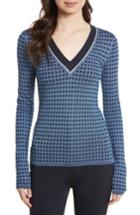 Women's Diane Von Furstenberg Banded V-neck Sweater, Size - Blue