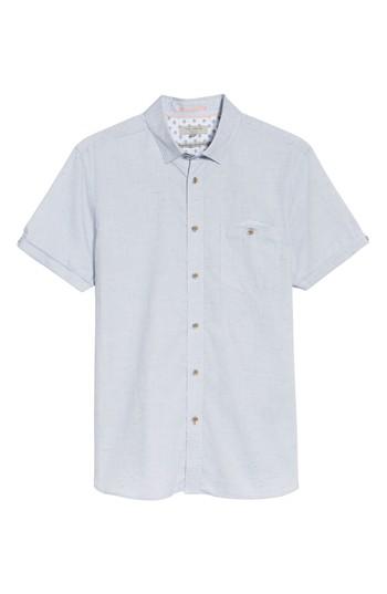 Men's Ted Baker London Beya Slim Fit Nepped Woven Shirt (l) - Blue