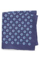 Men's Canali Medallion Linen Pocket Square, Size - Blue