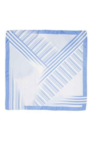 Women's Lafayette 148 New York Stripe Silk Twill Scarf, Size - Blue