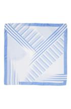 Women's Lafayette 148 New York Stripe Silk Twill Scarf, Size - Blue