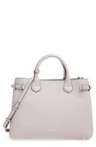 Burberry 'medium Banner' House Check Leather Tote - Grey