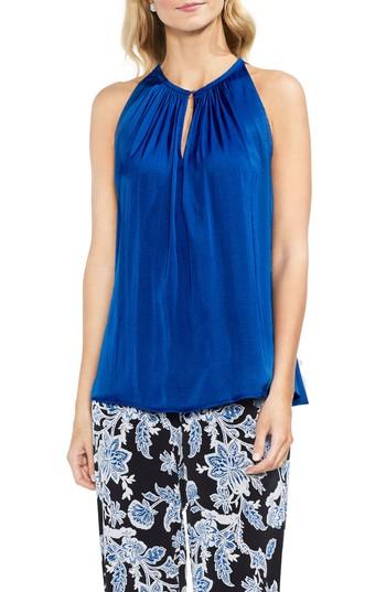 Women's Vince Camuto Rumpled Satin Keyhole Top, Size - Blue