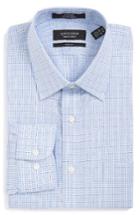 Men's Nordstrom Men's Shop Trim Fit Non-iron Plaid Dress Shirt .5 32/33 - Blue