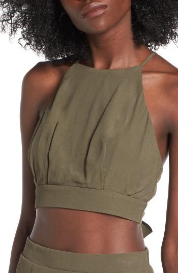 Women's Soprano High Neck Crop Top - Green