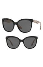 Women's Burberry Marblecheck 55mm Polarized Square Sunglasses - Black Solid