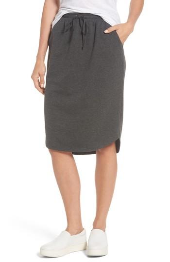Petite Women's Bobeau Jogger Stretch Midi Skirt P - Grey