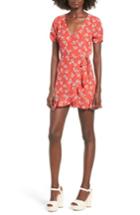 Women's Row A Floral Print Romper - Red