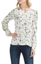 Women's Vince Camuto Faux Stitch Floral Top, Size - White
