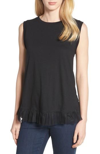 Women's Everleigh Sleeveless Tulle Trim Tank Top - Black