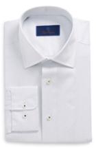 Men's David Donahue Regular Fit Dot Dress Shirt .5 34/35 - White