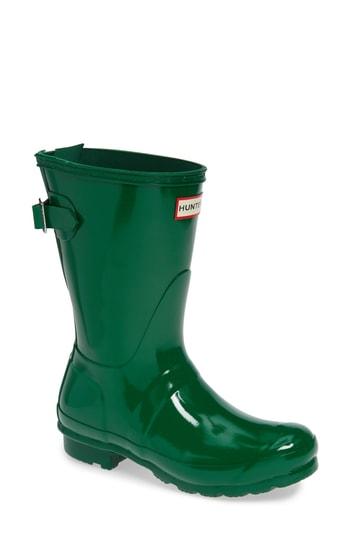 Women's Hunter Original Short Adjustable Back Gloss Rain Boot M - Green
