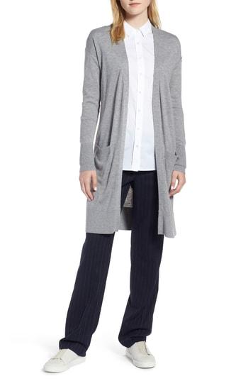 Women's Halogen Open Front Pocket Cardigan - Grey
