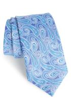 Men's David Donahue Paisley Linen & Silk Tie, Size - Blue