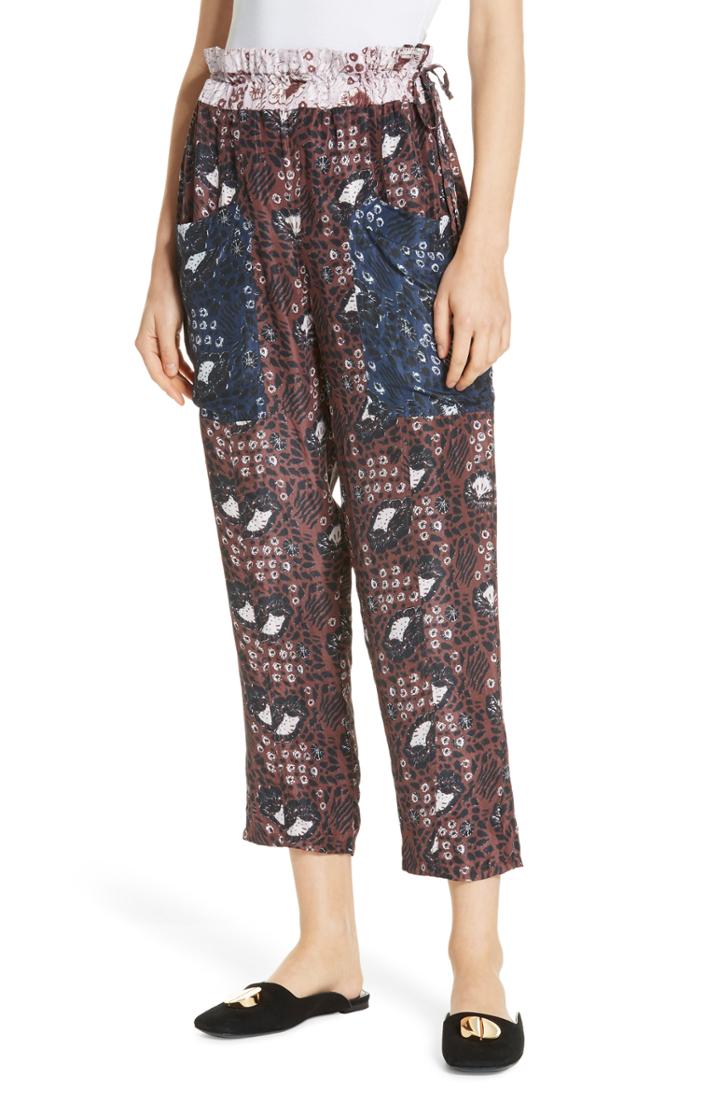 Women's Apiece Apart Danelia Print Crop Pants - Burgundy
