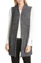 Women's Eileen Fisher Long Organic Cotton Blend Vest, Size - Black