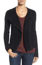 Women's Caslon Mixed Knit Moto Sweater - Black