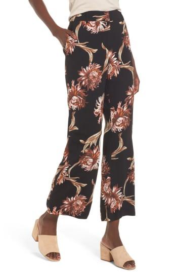 Women's Leith Printed Wide Leg Pants - Black