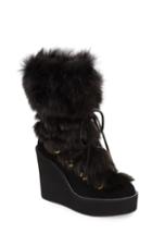 Women's Stuart Weitzman Nikita Genuine Fur Boot M - Black