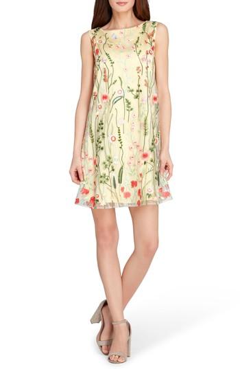 Women's Tahari Embroidered Shift Dress - Yellow