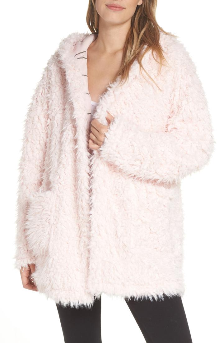 Women's Splendid Teddy Sleep Hooded Pajama Jacket - Pink