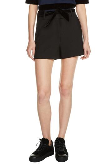 Women's Maje Velvet Tie Shorts - Black