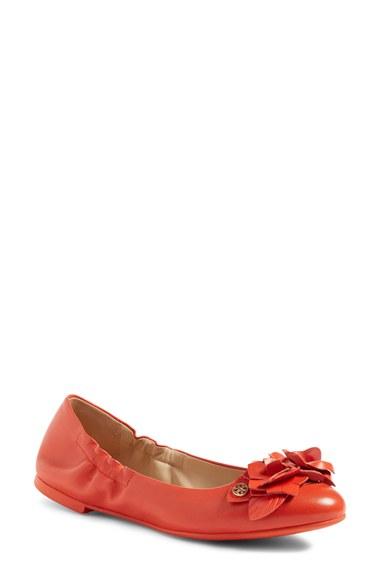 Women's Tory Burch 'blossom' Ballet Flat M - Red