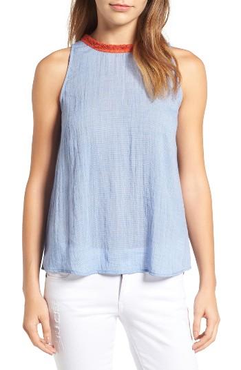 Women's Thml Fringe Neck Woven Top