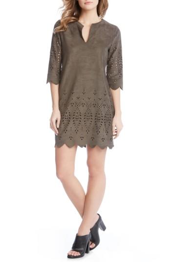 Women's Karen Kane Laser Cut Faux Suede Dress - Black