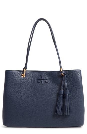Tory Burch Mcgraw Triple Compartment Leather Satchel - Beige