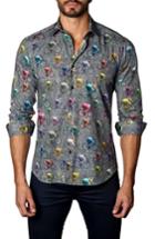 Men's Jared Lang Trim Fit Bicycling Animals Sport Shirt, Size - Grey