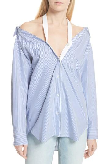 Women's T By Alexander Wang Stripe Poplin Shirt - Blue