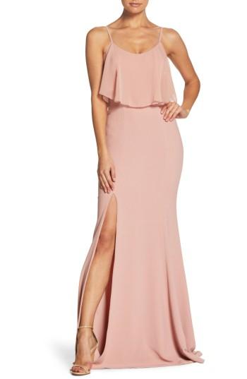 Women's Dress The Population Diana Cold Shoulder Side Slit Gown - Pink