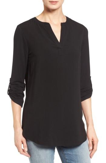 Women's Pleione Split Neck Roll Sleeve Tunic