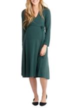 Women's Nom Maternity Tessa Jersey Maternity/nursing Wrap Dress - Green