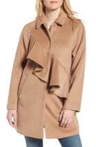 Women's Lost Ink Frill Front Coat, Size - Beige