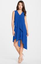 Women's Adrianna Papell Ruffle Front Crepe High/low Dress - Blue