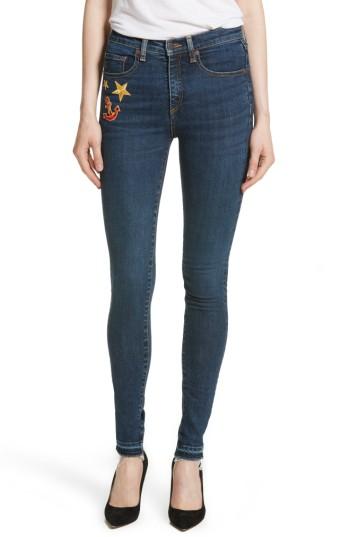Women's Veronica Beard Kate Patch Skinny Jeans - Blue/green
