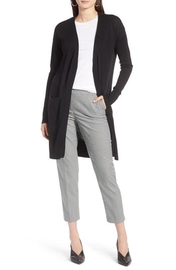 Women's Halogen Open Front Pocket Cardigan - Black
