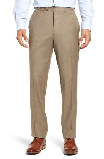 Men's John W. Nordstrom Torino Traditional Fit Flat Front Solid Wool & Cashmere Trousers - Beige