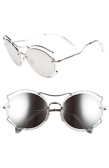 Women's Miu Miu 57mm Retro Sunglasses - Silver