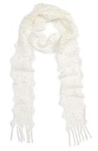 Women's Hinge Crochet Skinny Scarf, Size - Ivory