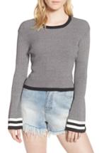 Women's Caara Bell Sleeve Crop Sweater - Grey