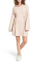 Women's Bp. Corset Hoodie Sweatshirt Dress, Size - Beige