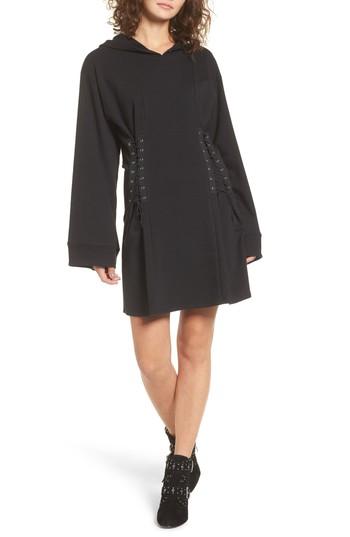 Women's Bp. Corset Hoodie Sweatshirt Dress - Black
