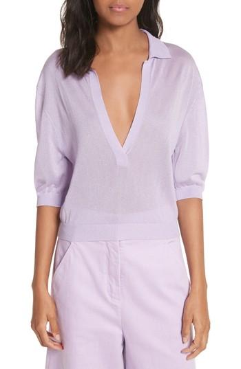 Women's Tibi Crop Knit Pullover, Size - Purple