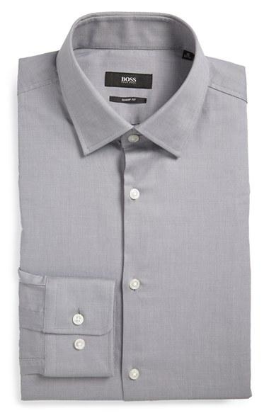 Men's Boss Sharp Fit Solid Dress Shirt .5 R - Grey