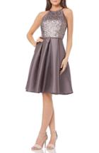 Women's Carmen Marc Valvo Infusion Sequin Satin Fit & Flare Dress