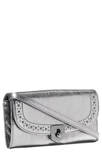 Cole Haan Marli Studded Metallic Leather Convertible Smartphone Clutch - Grey