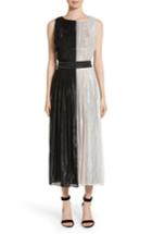 Women's St. John Collection Pleated Chiffon Midi Dress - Black